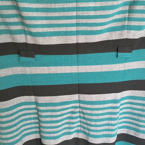 Calvin Klein Striped Fitted Sheath Midi Dress With Pleating Women's Size 12 - Picture 6 of 11